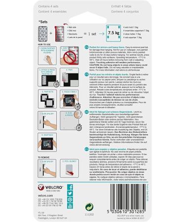 VELCRO Brand HANGables Removable Wall Fasteners | Strong Adhesive Hold  Up to 7.5 kg / 16   lb (per set of 4) | Easy-to-Remove from Wall  Firm Hold to Frame or Mirror | 1   x 3in strips  8 sets  White Large Strips 8 Sets - Buy Online on GoSupps.com