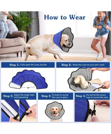Buy VAVOPAW SCHNECHRAUSE Adjustable Protective Cat Collar - Breathable & Recyclable Dog Collar for Post-Op Recovery - Size L in Blue/Gray - International Shipping Available - Buy Online on GoSupps.com