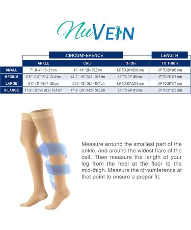 NuVein 20-30 mmHg Compression Stockings Thigh High Dot-Top Closed Toe - Light Beige - Medium - 1 Pair - Buy Online on GoSupps.com