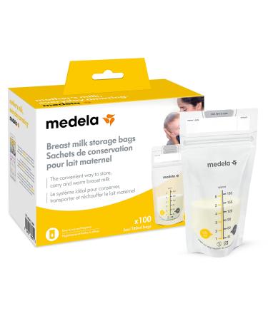 Medela Breast Milk Storage Bags, 100 Count, Ready to Use Breastmilk Bags for Breastfeeding, Self Standing Bag, Space Saving Flat Profile, Hygienically Pre-Sealed, 6 Ounce 100 Count (Pack of 1)