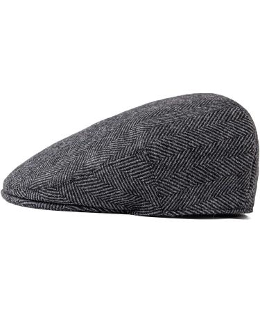 FEINION Men's Wool Tweed Newsboy Cap - Herringbone Grey - Size 7 3/4 - Buy Online on GoSupps.com