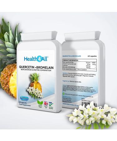 Health4All Quercetin 400mg + Bromelain 100mg Capsules - Natural Antihistamine & Vegan Immune Support (60 Count) - Buy Online on GoSupps.com