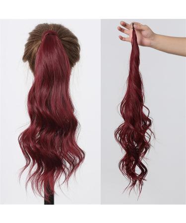 Ponytail Extensions Stick On Horsetail Wine Red Wrap Around Hair Extensions Long Wine Red Wavy Ponytail Wigs for Women for Women(NMW1027-4) - Buy Online on GoSupps.com