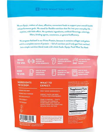 Equip Foods Prime Protein - Grass-Fed Isolate Beef Protein Powder - Strawberry 1.7 Pounds - Buy Online on GoSupps.com
