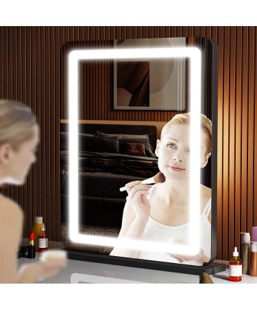 Gvnkvn 18 x 22 Vanity Mirror with Lights | LED Makeup Mirror, Dimmable & Smart Touch, 3 Colors, Lighted Black Mirror - 18W x 22L - Buy Online on GoSupps.com