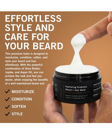 Stubble & Stache Men's Beard & Hair Balm - Shea Butter Jojoba & Argan Oil Leave-in Conditioner Fragrance Free - 3.4 fl oz - Best Mustache Wax for Grooming - Buy Online on GoSupps.com