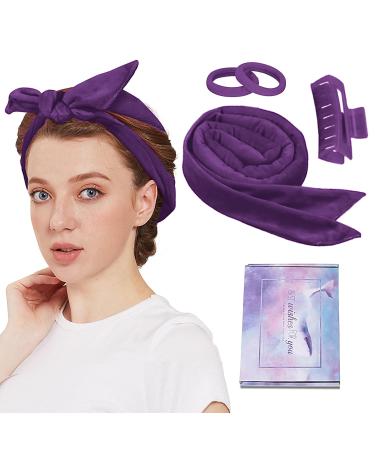 Heatless Curling Rod Headband Upgraded 60" Long Heatless Curls Soft Hair Curlers to Sleep In Hair Rollers No Heat Curls (Purple)