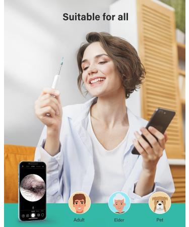 Ear Wax Removal Kit with 1080P Ear Scope Camera & LED Light - Ear Cleaner with 2 Silicone Scoops - White - Buy Online on GoSupps.com