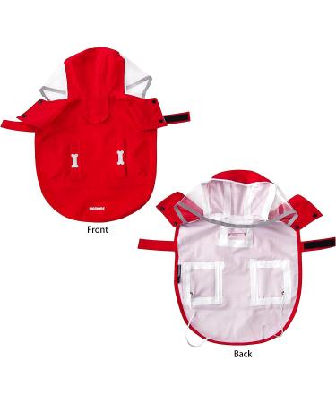 Dog Waterproof Raincoat with Poncho Hoodie | High Reflective Yellow Pet Jacket for Medium Dogs | Red - Buy Online on GoSupps.com