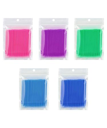 Cuttte 500 PCS Disposable Microbrush Applicators Microfiber Wands for Eyelashes Extensions and Makeup Application (Head Diameter: 1.5/ 2.0/ 2.5 mm) Mix Color