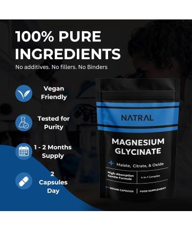 Magnesium Glycinate 4-in-1 Complex with Bisglycinate Citrate Malate and Oxide- Superior Absorption - 60 Vegan Capsules - for Sleep & Muscle Function - Buy Online on GoSupps.com