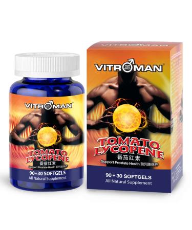 VITROMAN Tomato Lycopene (120 softgels), Cardiovascular Support, Premium Quality Antioxidant - 100% Natural Tomato - Great for Prostate Health Immune System Support Eyesight Support Health Supplement