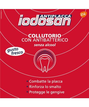 Iodosan Antiplaque mouthwash with antibacterial fights plaque and protects gums alcohol-free pack of 8 x 500 ml - Buy Online on GoSupps.com