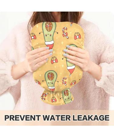NAANLE Avocado Christmas Hot Water Bottle - 2L Large Transparent Bottle for Heat & Cold Therapy Santa Claus Hat Design for Pain Relief - Buy Online on GoSupps.com