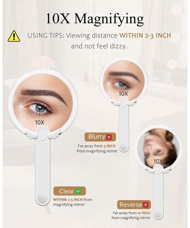 FASCINATE Handheld Mirror 10x Magnifying Makeup Mirror with Handle | Two Sided, Portable & Rechargeable | 10X/1X Magnification | Swivel Handle - Ideal for Women - Buy Online on GoSupps.com