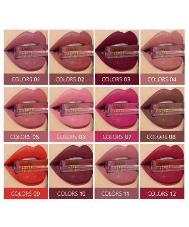 12pcs Matte Velvet Liquid Lipstick Set | Waterproof Long-Lasting Non-Stick Lip Gloss - Sexy Lip Makeup Kit - Buy Online on GoSupps.com