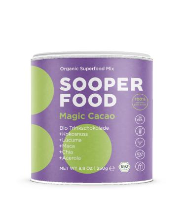 Sooper Food Magic Cacao Kokosnuss 250g powder - highly concentrated organic vegan chocolate nut with coconut & vitamin C - without sugar additive - makes good mood - including with acerola cocoa chia etc. Magic Cacao Kokosnuss 250 g (1 Pack)