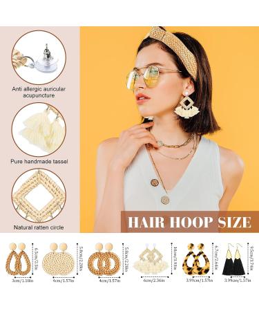 8-Piece Stylish Rattan Headband Earrings Set for Women - Buy Online on GoSupps.com