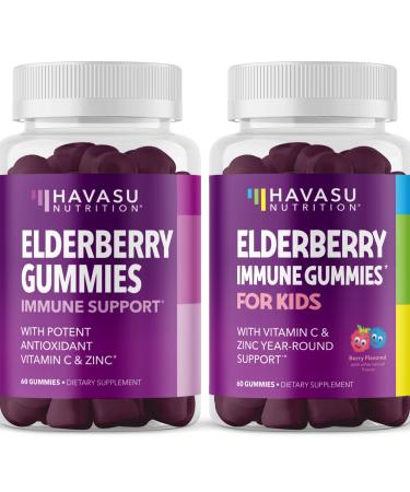 Family Elderberry Gummies with Zinc and Vitamin C Herbal Supplements Ingredient for Potent Antioxidant Support Immune Defense (Adult and Kids)