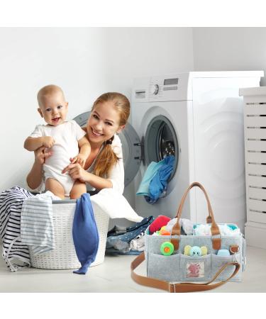 Portable Diaper Caddy Storage Bag | Roll Lid & Dividers | Nursery Organizer for Changing Table, Car & Travel | Grey Baby Caddy - Buy Online on GoSupps.com