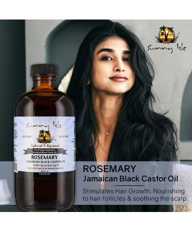 Sunny Isle Rosemary Jamaican Black Castor Oil 8oz - Hair Growth & Scalp Care | Hot Oil Treatment for Acne Prone Skin - Buy Online on GoSupps.com