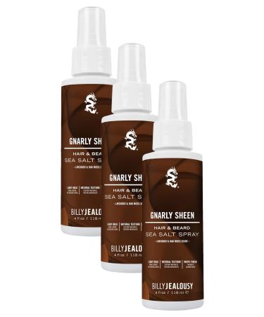 Billy Jealousy Sea Salt Spray Texturizing and Volumizing Hair Spray for All Hair Types and Beard Lengths Gnarly Sheen 4 Fl Oz (Pack of 3)