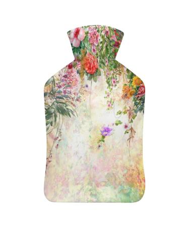 Flower Hot Water Bottle With Cover Plush Bed Bottle Hand Warmer For Adults And Children 26.5X15.3cm