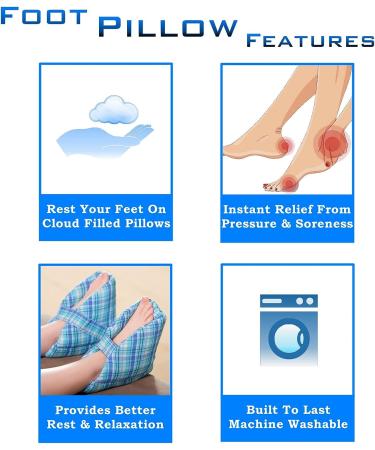 Comfort Finds Foot Pillows Heel Protectors - Effective Heel Cushions for Pressure Sore Relief, Ideal for Swollen Feet - One Pair, Plaid - Buy Online on GoSupps.com