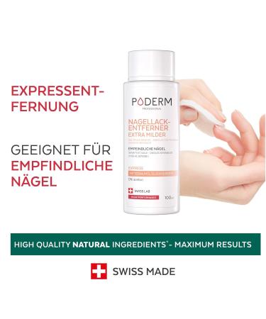 Poderm Extra Gentle Nail Polish Remover with Tea Tree - Acetone-Free Strengthening & Nourishing for Sensitive Nails - 100 ml | Swiss Lab - Buy Online on GoSupps.com