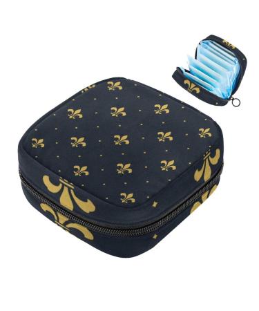 Goldlen Fleur de lis pattern women bandage storage bag menstrual bag portable menstrual cup pocket with zipper for teenagers girls women