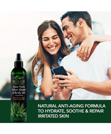 Green Leaf Naturals Aloe Vera After Shave & Body Gel - 99.75% Organic Anti-Aging Formula for Hydration, Soothing, and Repairing Dry Skin, Irritation, Redness. Prevents Razor Burn - 8oz - Buy Online on GoSupps.com