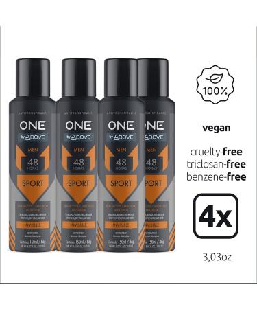 ABOVE 48 Hours One Antiperspirant Deodorant Sport 4 Pc - Dry Spray Deodorant for Men - Antiperspirant Spray - No Stain - Cruelty-Free - Buy Online on GoSupps.com