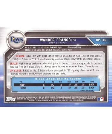 2019 Bowman Prospects Baseball Wander Franco Pre-Rookie Card BP-100 - 1st Bowman Card - Buy Online on GoSupps.com