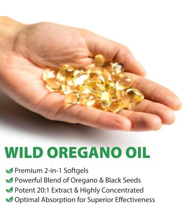 Oregano Oil Capsules Organic 6000mg Per Serving Oil of Oregano with Black Seed Oil 2 in 1 Formulated with Black Seed Oil 200mg Immune Digestive Support & Antioxidant Non-GMO Gluten Free - Buy Online on GoSupps.com