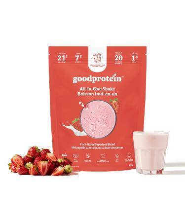 Good Protein Vegan Plant-based Protein Powder 100% Natural Non-GMO Dairy-free Gluten-free Soy-free No Added Sugar and Nothing Artificial. Strawberries & Cream All-in-One Shake 880 grams Strawberries & Cream 880 g