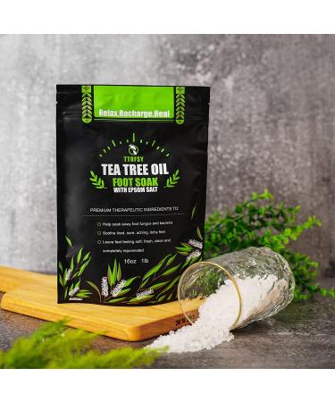 Tea Tree Oil Foot Soak with Epsom Salt - 1 lb | Foot Bath Salts for Toxin Removal, Callus Treatment, Infections, Immunity Boost, Athlete's Foot Relief - Buy Online on GoSupps.com