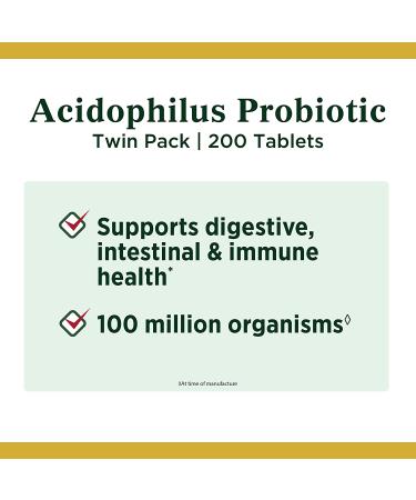 Nature's Bounty Acidophilus Probiotic Twin Pack - 200 Tablets for Digestive Health - Buy Online on GoSupps.com