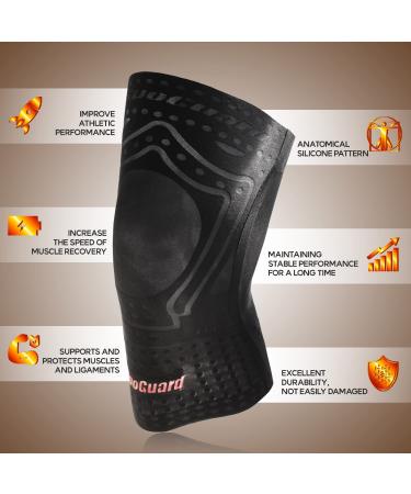 Non Slip Knee Compression Sleeve for Men and Women - Seamless, Multi-Layer Silicone Design for Comfort and Performance - Size Large - Buy Online on GoSupps.com