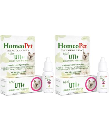 HomeoPet Feline UTI Plus Safe and Natural Urinary Tract Medicine for Cats Feline Urinary Tract Support 15 Milliliters - Pack of 2