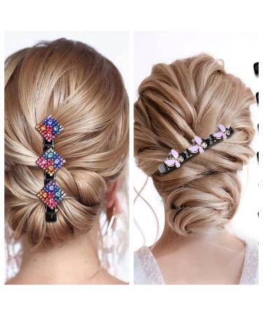 8pcs Sparkling Crystal Stone Braided Hair Clips for Women - Butterfly Design with 3 Small Clips - Ideal for Thick Hair - Includes Extra Ear Bone Clips - Buy Online on GoSupps.com