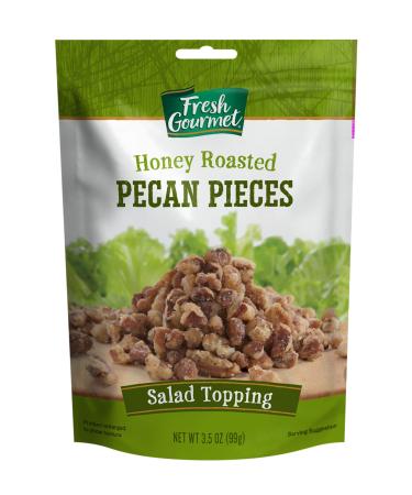 Fresh Gourmet Pecan Pieces | Honey Roasted Flavor | 3.5 Ounce | Crunchy Snack and Salad Topper Honey Roasted Pecan Pieces