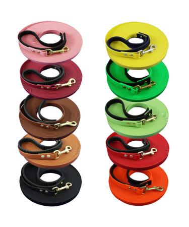 Biothane drag line 5m - dog leash with hand loop and brass carabiner for small and large dogs water -repellent leash - 9 mm wide I red 9 mm red