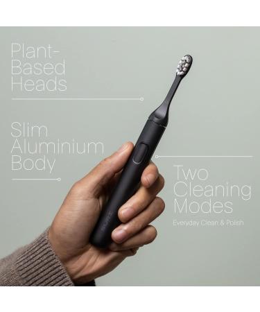 SURI Sustainable Sonic Toothbrush - Eco-Friendly Electric Toothbrush with Recyclable Plant-Based Head - 2 Modes, Waterproof, USB Charging - Midnight Black - Buy Online on GoSupps.com