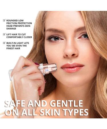 2 in 1 Facial Hair Remover & Eyebrow Trimmer for Women | Rechargeable Hair Removal Device with 2 Heads | Nose Hair Trimmer, Face Shaver, Upper Lip Hair Remover | Facial Epilator Pen - Buy Online on GoSupps.com
