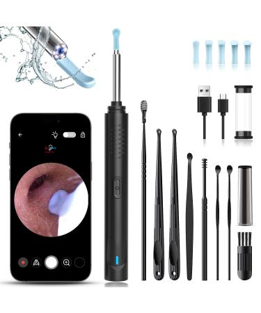 Furneet Ear Wax Removal Earwax Remover Tool with 8 Pcs Ear Set Ear Cleaner with 1080P HD Camera Earwax Removal Kit with Camera and Light Ear Cleaner Kit for iPhone iPad and Android A-1080P