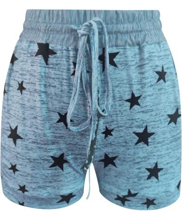 Ronony Women's High Waist Yoga Shorts | Fitness Sports Pants | Trendy Summer Activewear & Training Suit | Stylish Print Sweatshorts XL - Blue - Buy Online on GoSupps.com