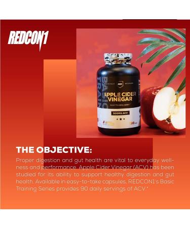 REDCON1 Apple Cider Vinegar Capsules - Gut Health & Metabolism Support - Daily Antioxidant for Healthy Gut - Men & Women - 180 Capsules - Buy Online on GoSupps.com