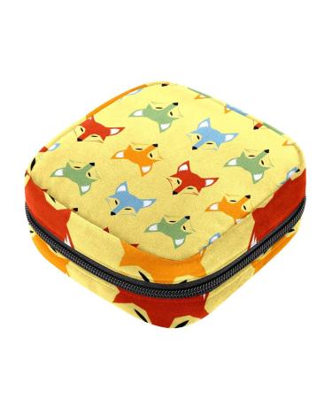 Menstrual Bag Zipper Ladies Napkin Pouch Tampons Collection Bag for Women and Girls (Colorful Fox)