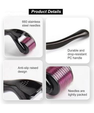 JIEYUCHU Derma Roller 0.75 mm Dermaroller Hair 660 Titanium Micro Needle Roller for Face Skin Care Stimulate Hair Regrowth - Buy Online on GoSupps.com