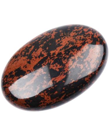 June&Ann Natural Mahagony Obsidian Palm Stones Healing Gemstone Therapy Worry Crystal Stones for Meditation Chakra Balancing Collection Oval Shape